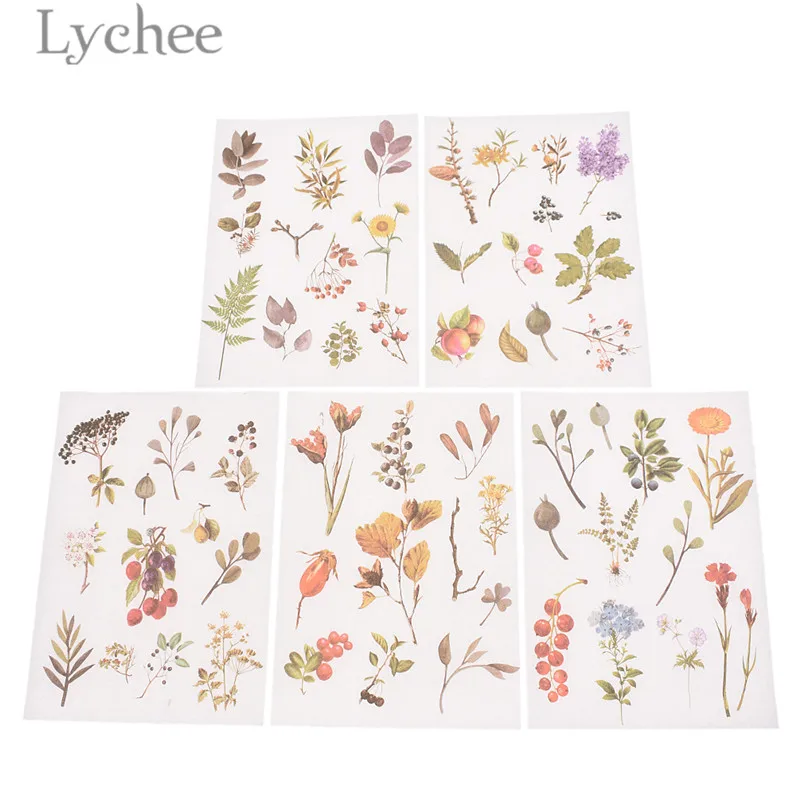 Lychee 6 шт. Классические Цветочные наклейки бумага в цветочках ремесла DIY Scrapbooking