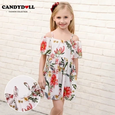 Girls Dress Summer Style Brand Clothes Rose Flowers Design for Kids Beach Dresses On Holiday | Детская одежда и обувь