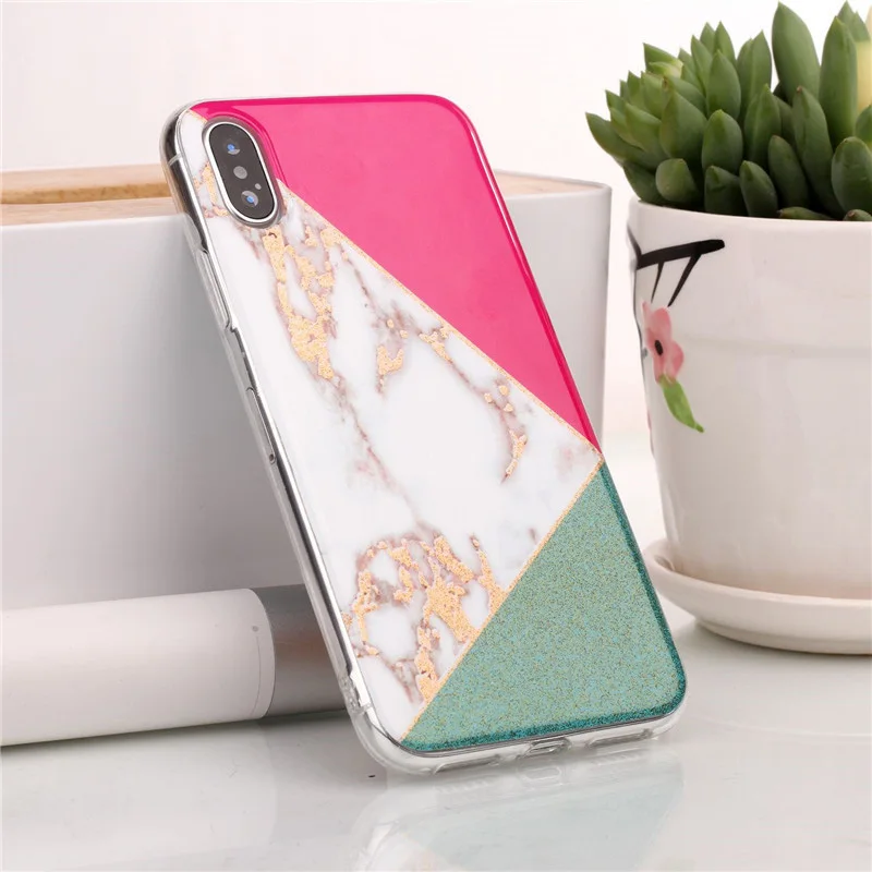 JiBan мобильный чехол для телефона iPhone 6 S 7 8 Plus X блеск полосатый ТПУ Мрамор плюс все