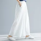 Женские длинные брюки с широкими штанинами, повседневные свободные брюки из хлопка и льна, красного, черного, цвета хаки, весна-лето 2022