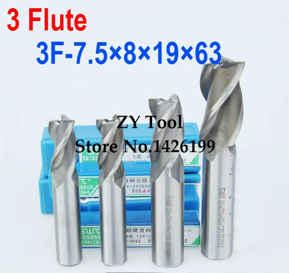 

Free Shipping 5 pcs/set 7.5MM 3 Flute HSS & Aluminium End Mill Cutter CNC Bit Milling Machinery tools Cutting tools.Lathe Tool