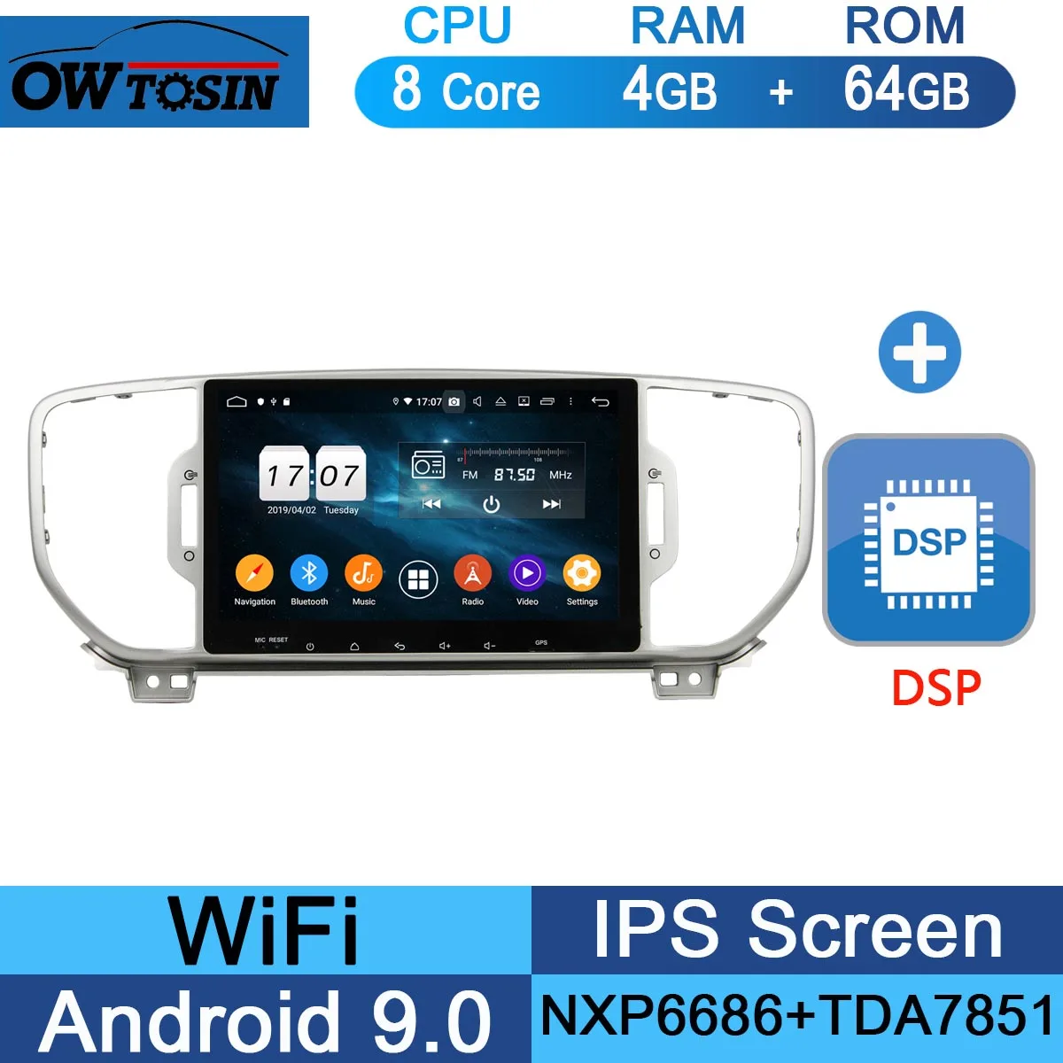 64G DSP " ips 8 ядерный 4G+ 64G Android 9,0 автомобильный DVD мультимедийный плеер для Kia Sportage 4 KIA KX5 gps Радио Parrot BT DSP CarPlay - Цвет: 64G DSP