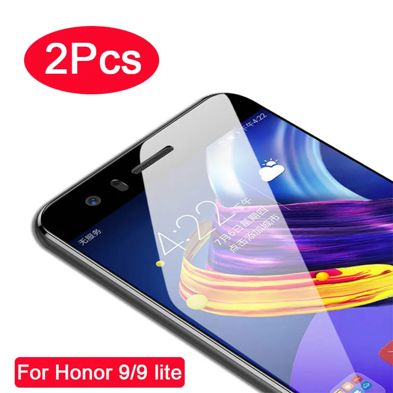 Закаленное стекло для Honor 9 Lite 2 шт. Защитная пленка экрана Huawei Honer Hono oner lite легкая