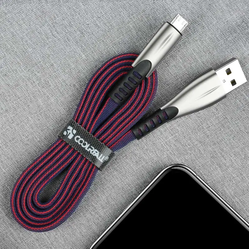 Blue Coolreall 2.4A Micro USB кабель для быстрой зарядки USB кабель для передачи данных нейлоновый шнур синхронизации для samsung huawei Xiaomi LG Andriod Micro usb кабели - Цвет: Blue