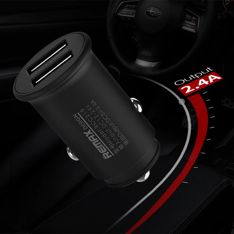 Автомобильное USB зарядное устройство remax, быстрая зарядка 2.4A, зарядное устройство для мобильного телефона, 2 порта, USB, быстрое автомобильное зарядное устройство для iPhone, samsung, планшета, автомобильное зарядное устройство