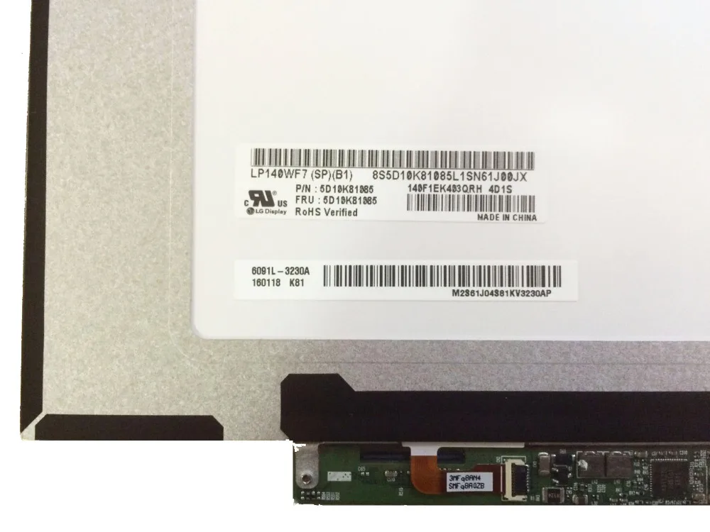

IPS Матрица для 14,0 "ноутбука для LG LCD экран LP140WF7-SPB1 LP140WF7 (SP) (B1) глянцевая edp 30 pin P/N FRU: 5D10K81085 FHD 1920X1080