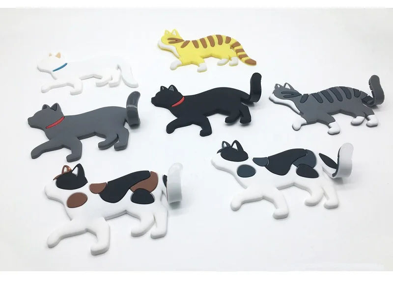 7pcs Freely Bendable Tail Wall Hook Minimalist Fridge Magnet Cat Style Key Holder Magnetic Sticker Home Decoration | Дом и сад