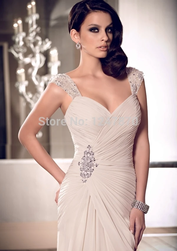 2015 Vestidos De Noiva Mother of the Bride Dress Long Sheath Beaded Spaghetti Evening Dresses Godmother Guest Formal | Свадьбы и