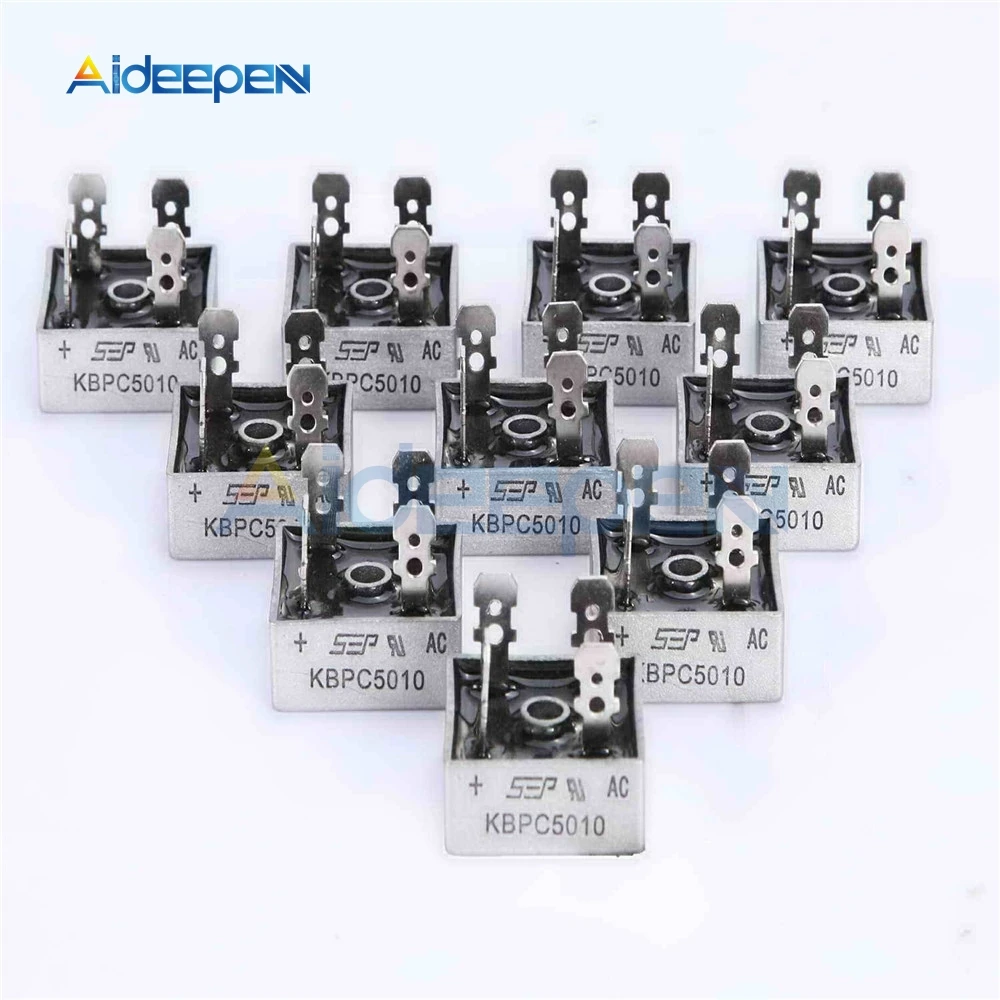 1PCS KBPC5010 50A 1000V Bridge Rectifier Metal Case for Maximum Heat Dissipation 2.8cm Square Diode | Инструменты