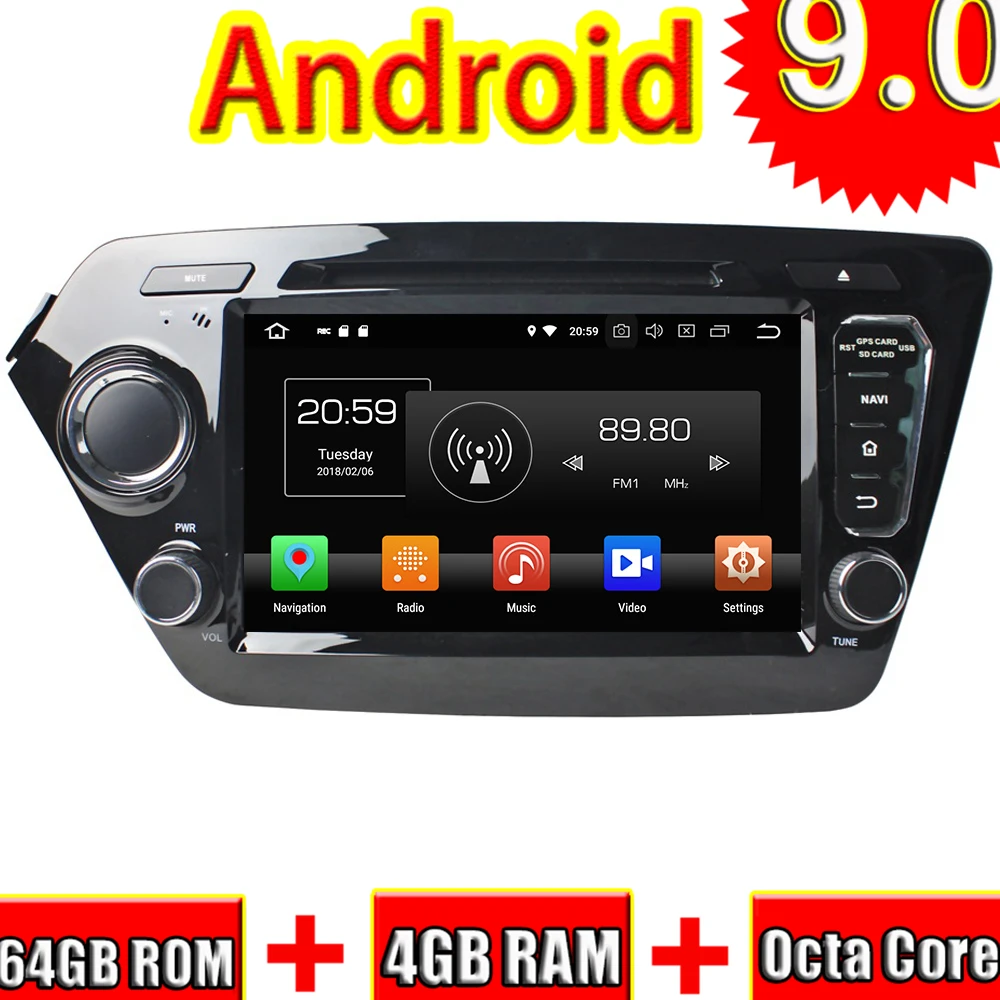 TOPNAVI 8 ''Android 9 0 автомобильный ПК dvd плеер для KIA K2 Rio 2011 2012 Автомобиль Авто GPS