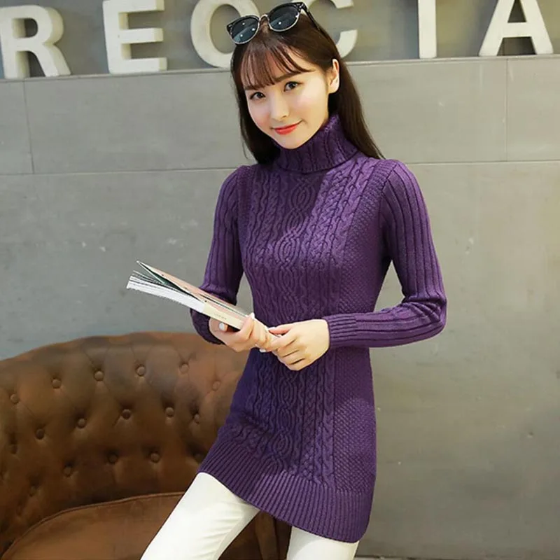 2018 осень зима новый теплый Эластичный свитер с высоким воротником пуловер