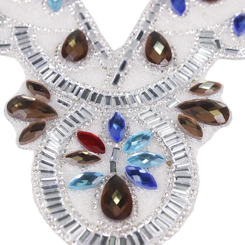 1 шт. белые бусины цветные стразы Кристальный вырез воротник горячая фиксация