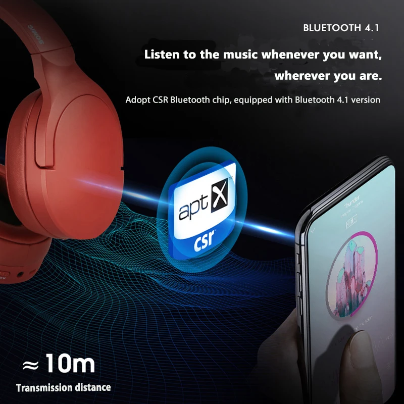 SOMIC SC2000 беспроводные наушники Bluetooth гарнитура наушники регулируемые наушники с микрофоном для ПК мобильного телефона Mp3 ноутбука