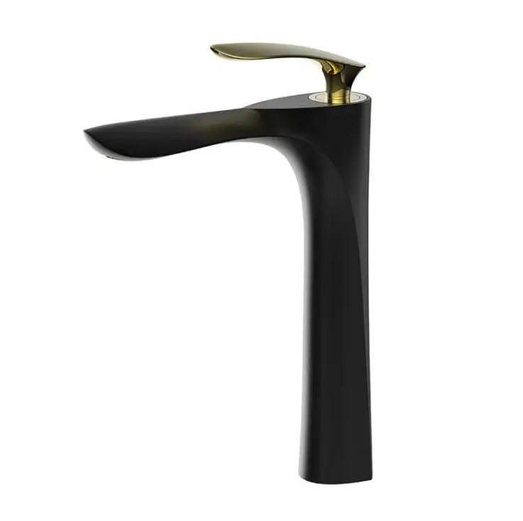 Black with Gold Смесители для ванной комнаты позолоченный латунный Смеситель для ванной комнаты горячей и холодной унитаз Раковина Водопроводный Кран Золотой смеситель XT844 - Цвет: Black with Gold