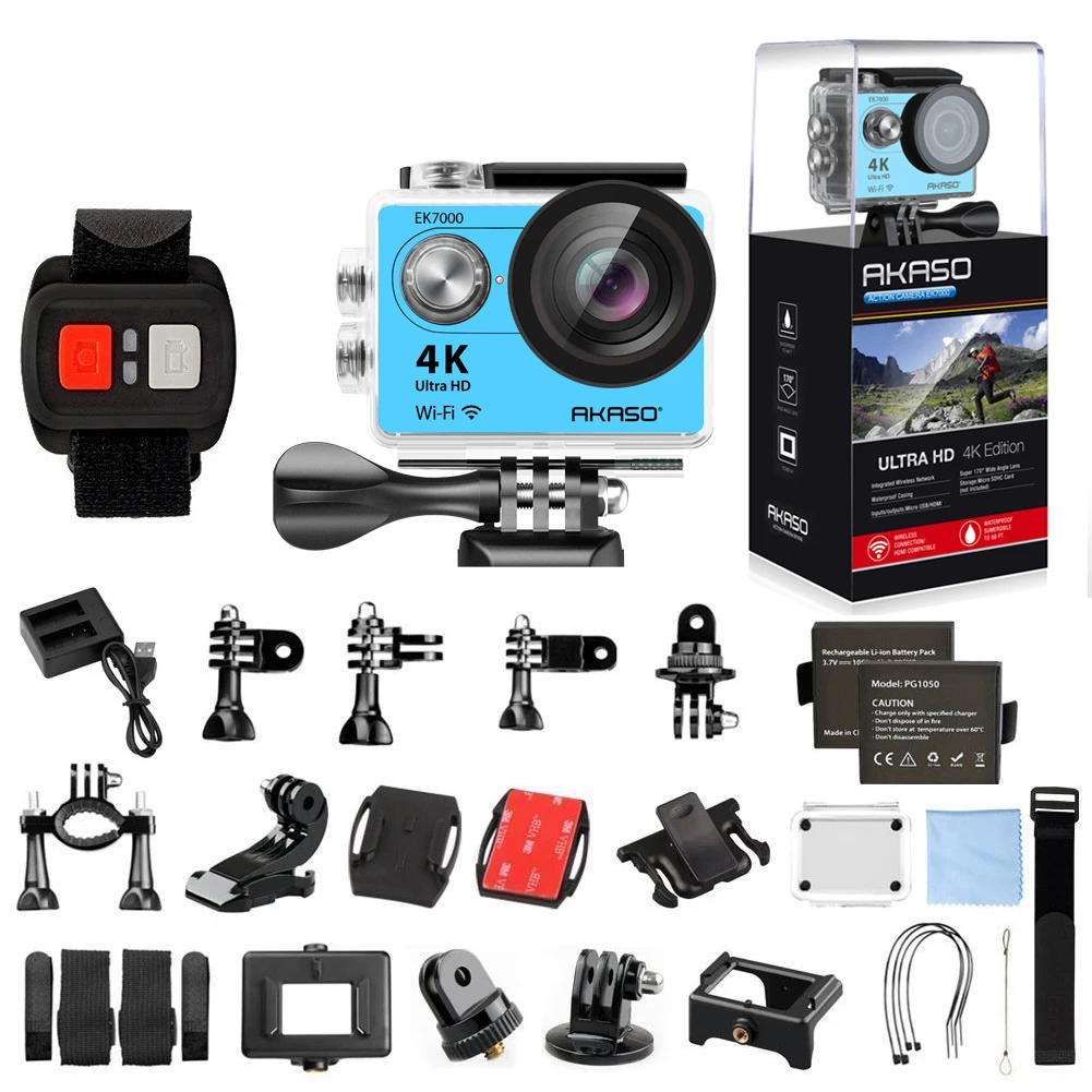 AKASO EK7000 WiFi 4K Action Camera Ultra HD Waterproof DV Camcorder 12MP Cameras Sports Camera 170 Degree Wide Angle Original