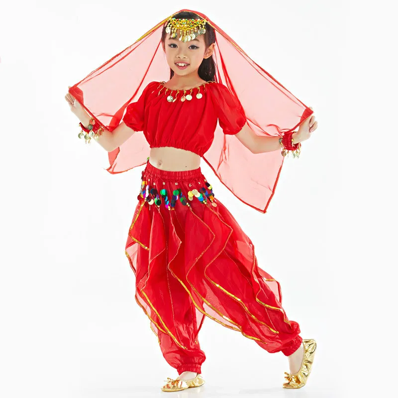 Детские костюмы для танца живота комплект индийской одежды 3 цвета одежда