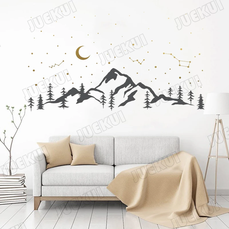 Moon And Star Constellation Mountain Sweet Pattern Wall Stickers Home Decor Living Room Decoration Sticker Muraux Vinyl Art L818 | Дом и сад