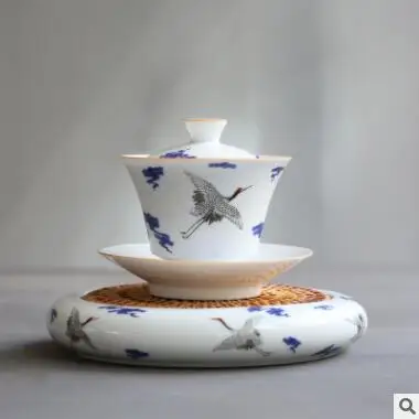 B Розовый 110 мл голубой и белый фарфор Gaiwan керамический чайная супница с подшипником Китайский кунг-фу чайный сервиз ручной работы чайная чаша - Цвет: B
