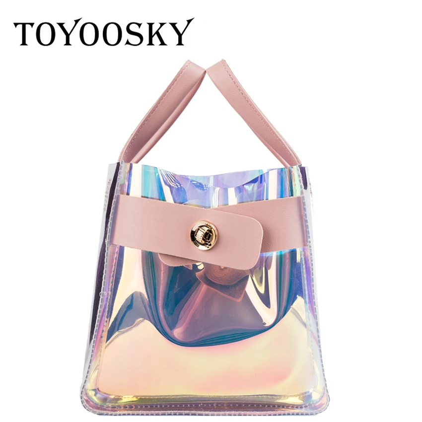 Женская прозрачная сумка TOYOOSKY маленькая тоут из ПВХ женская лазерная