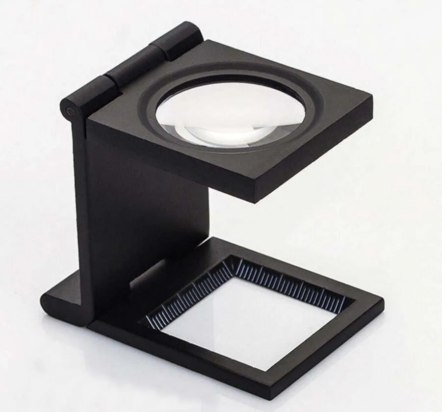 

10 Times 28mm Lens Metal Foldable Cloth Magnifier Loupe Stand Cloth Measurement 10X Magnifying Glass with Reading Scale 1mm