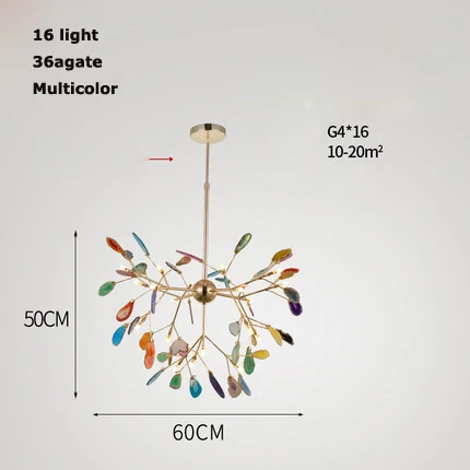 16light multicolor G4 led железные в стиле постмодерн Агатовая люстра светлячок. Люстра освещение подвесной светильник Lampen Lustre для столовой фойе - Цвет абажура: 16light multicolor