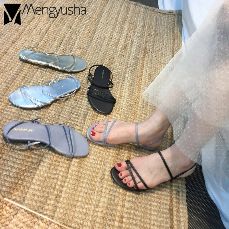 Пляжные туфли для отдыха женские сандалии на плоской подошве летние slingback вырез