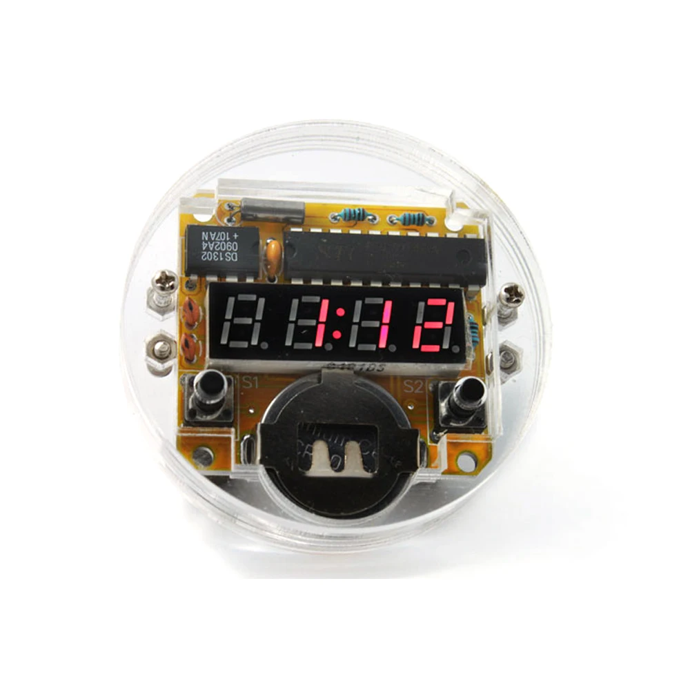 Single-chip Red LED Display Watch Kit Clock DIY Set Electronic Clock Module Electronic Digital Watch Components Green Watchband