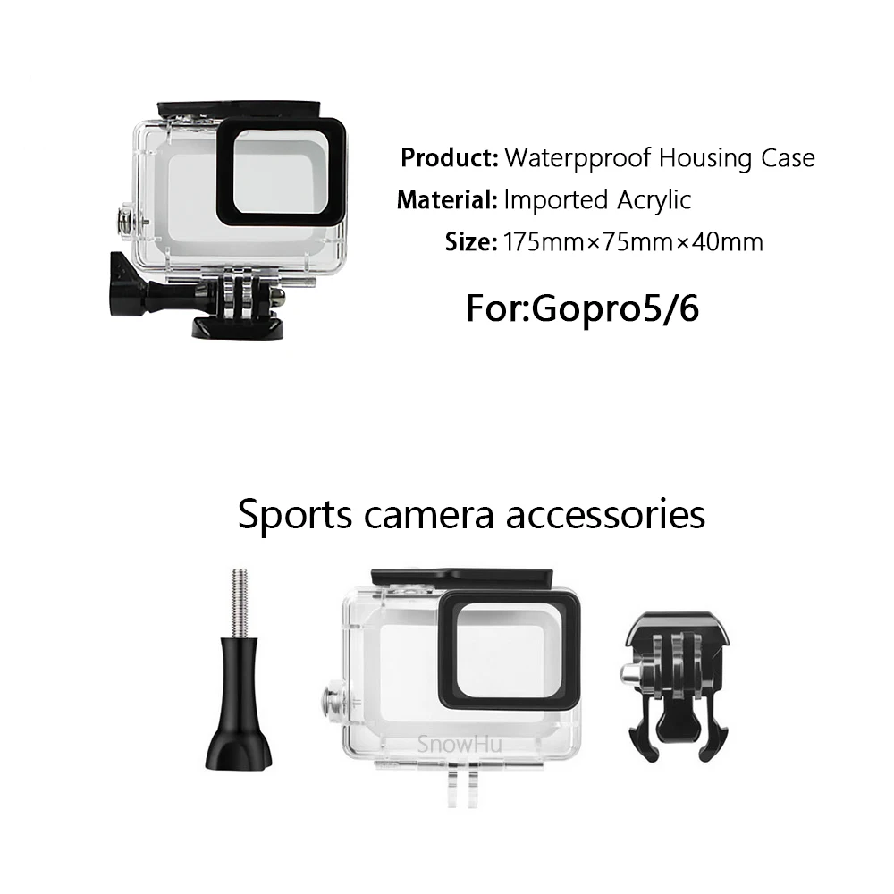 SnowHu для Gopro Hero 7 аксессуары водонепроницаемый защитный чехол дайвинга 45 м 6 5 CameraLD08