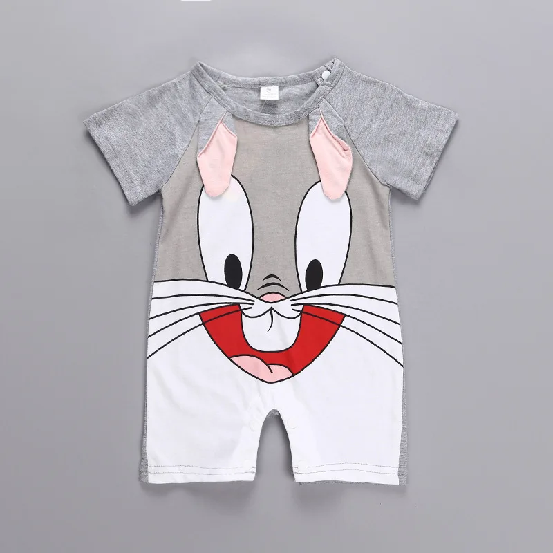 Rabbit A Bebe/Комбинезоны с короткими рукавами для новорожденных; Детский костюм супергероя; комбинезон для маленьких мальчиков; одежда Супермена; хлопковые детские комбинезоны для мальчиков - Цвет: Rabbit A
