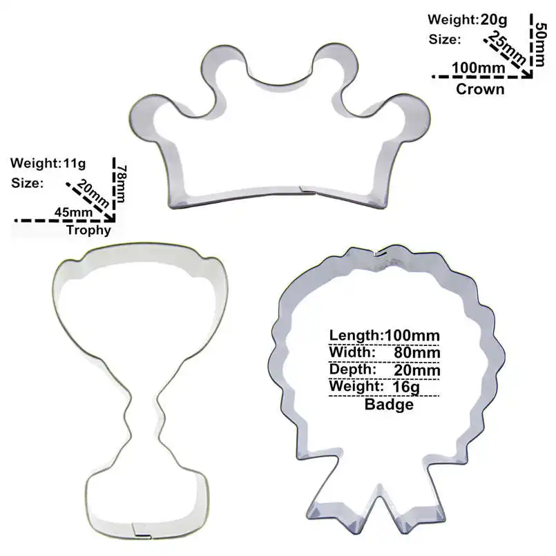 Корона трофей значок в форме 3 шт бисквитные формы для резки инструменты выпечки