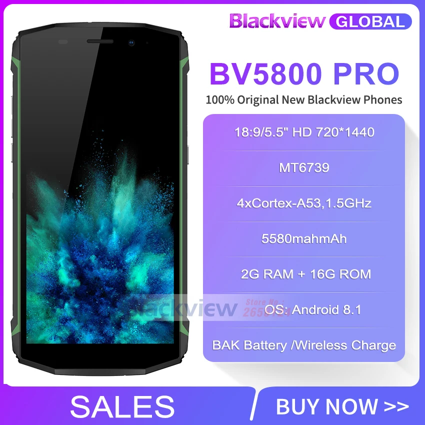 Продвижение Blackview BV5800 pro IP68 водонепроницаемый Беспроводной Charge 5580 mAh 4G 18:9 2 Гб 16 GB
