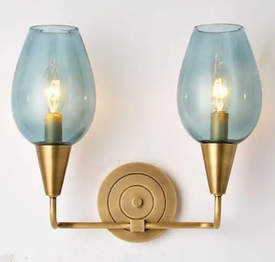 2 light blue Роскошные Европа Медь Led люстра E14 Стекло Люстра для Гостиная Led Lamparas подвесной светильник Светодиодная лампа для внутреннего освещения лампы - Цвет абажура: 2 light blue