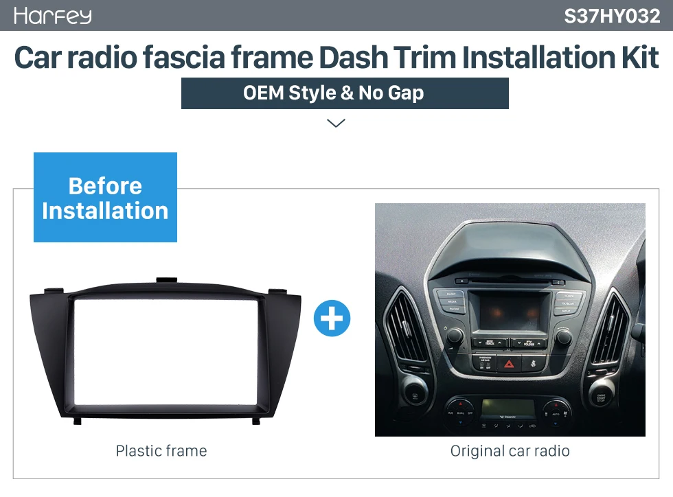 Harfey OEM Потрясающие 2Din фасции установка рамка DVD панель для 2010 HYUNDAI TUCSON IX35 автомобиля gps Авторадио Стерео интерфейс без зазора