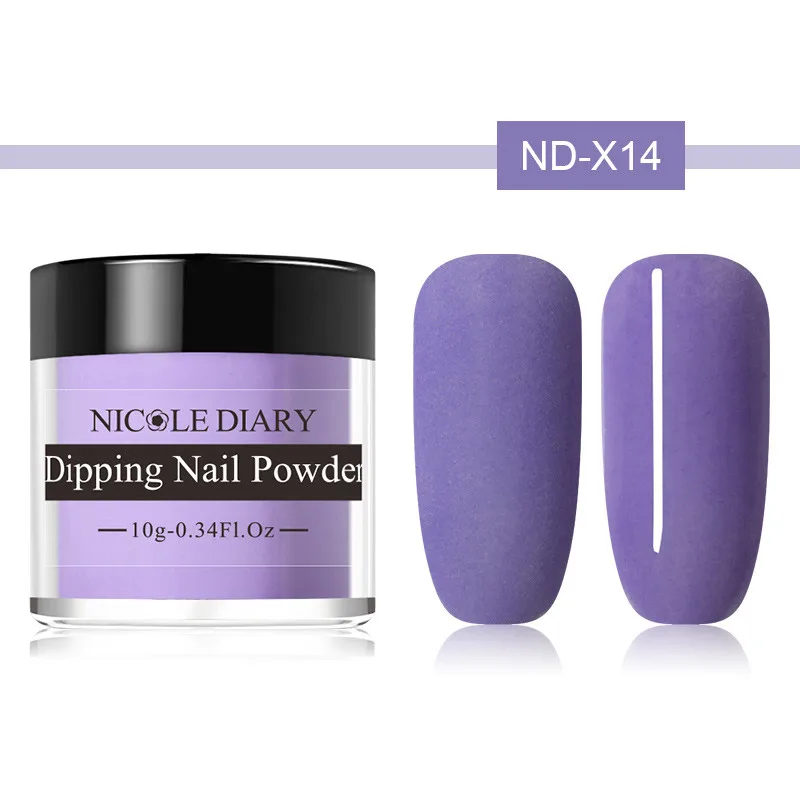 ND-X14 NICOLE DIARY 10 г, набор пудры для погружения ногтей, блестящая Порошковая голографическая пудра для маникюра, сухая хромированная пудра для украшения ногтей, гель - Цвет: ND-X14
