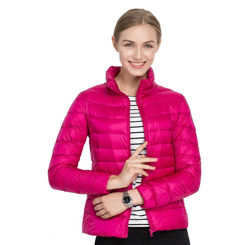 Ультралегкий тонкий женский пуховик зимнее теплое Короткое облегающее пальто с