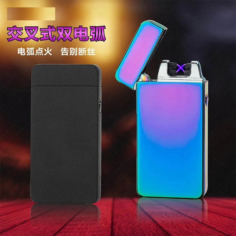 Модная металлическая ультратонкая плазменная USB-зажигалка с двойной импульсной