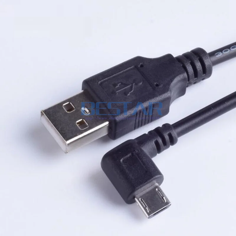 Черный штекер питания постоянного тока USB преобразователь в Micro L-образный черный