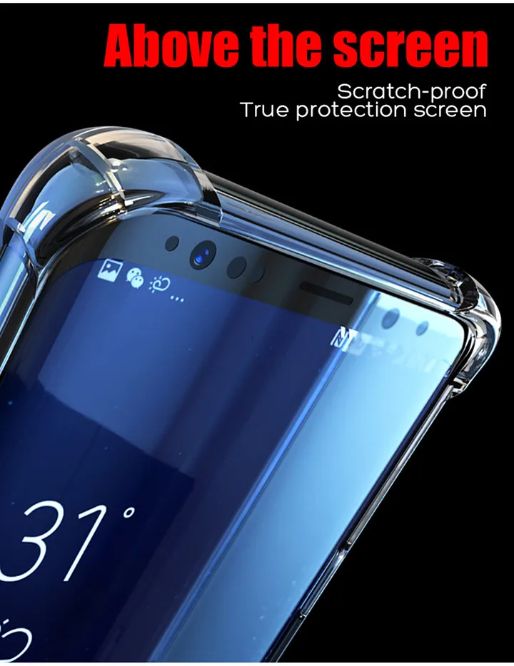 Анти-шок чехол с "воздушной подушкой" для samsung Galaxy Note 10 Pro A70 A80 A90 A60 A50 A40 A30 A20 A10 M40 M30 M20 M10 прозрачной крышкой