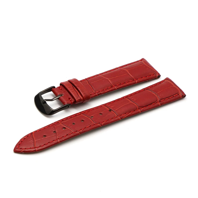 red BK 12 14 16 18 19 20 21 22 24 мм ремешок из натуральной кожи роскошный ремешок для часов ремень наручные часы Дамский ремешок красный черный белый - Цвет ремешка: red BK