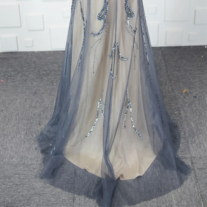 JANCEMBER длинное вечернее платье с бусинами кристаллами блестками О-образным