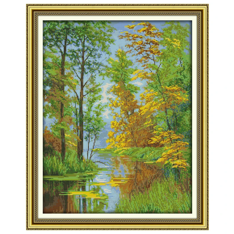 Вышивка крестиком наборы китайских вышивок отражение дерева узоров 11CT 14CT | Дом и