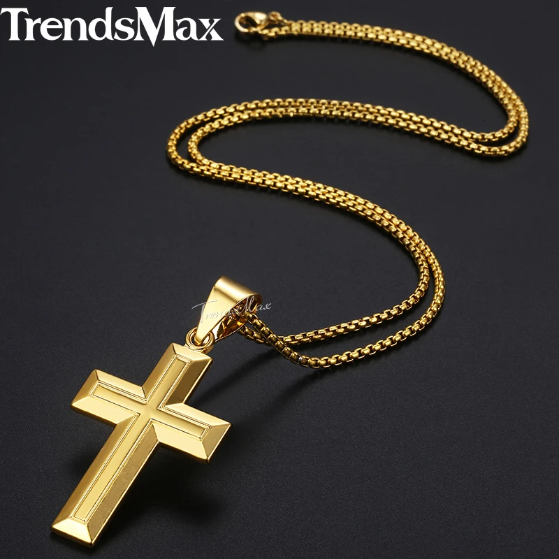 Trendsmax подвеска в виде религиозного Креста ожерелье для мужчин и женщин резные