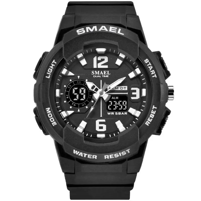 BlackSilverBLACK Детские часы для мальчиков и девочек, SMAEL, детские часы, водонепроницаемые спортивные часы с будильником, 1643, рождественские подарки, часы для детей, цифровые часы - Цвет: BlackSilverBLACK
