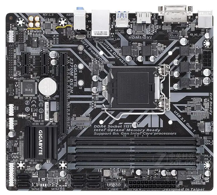Новинка для Gigabyte GA-Z370M DS3H Z370M DS3H материнская плата LGA1151 DDR4 Z370 PCI-E3.0 SATA3 USB3.0 Поддержка i3 8100 i5 8500 I7 8700