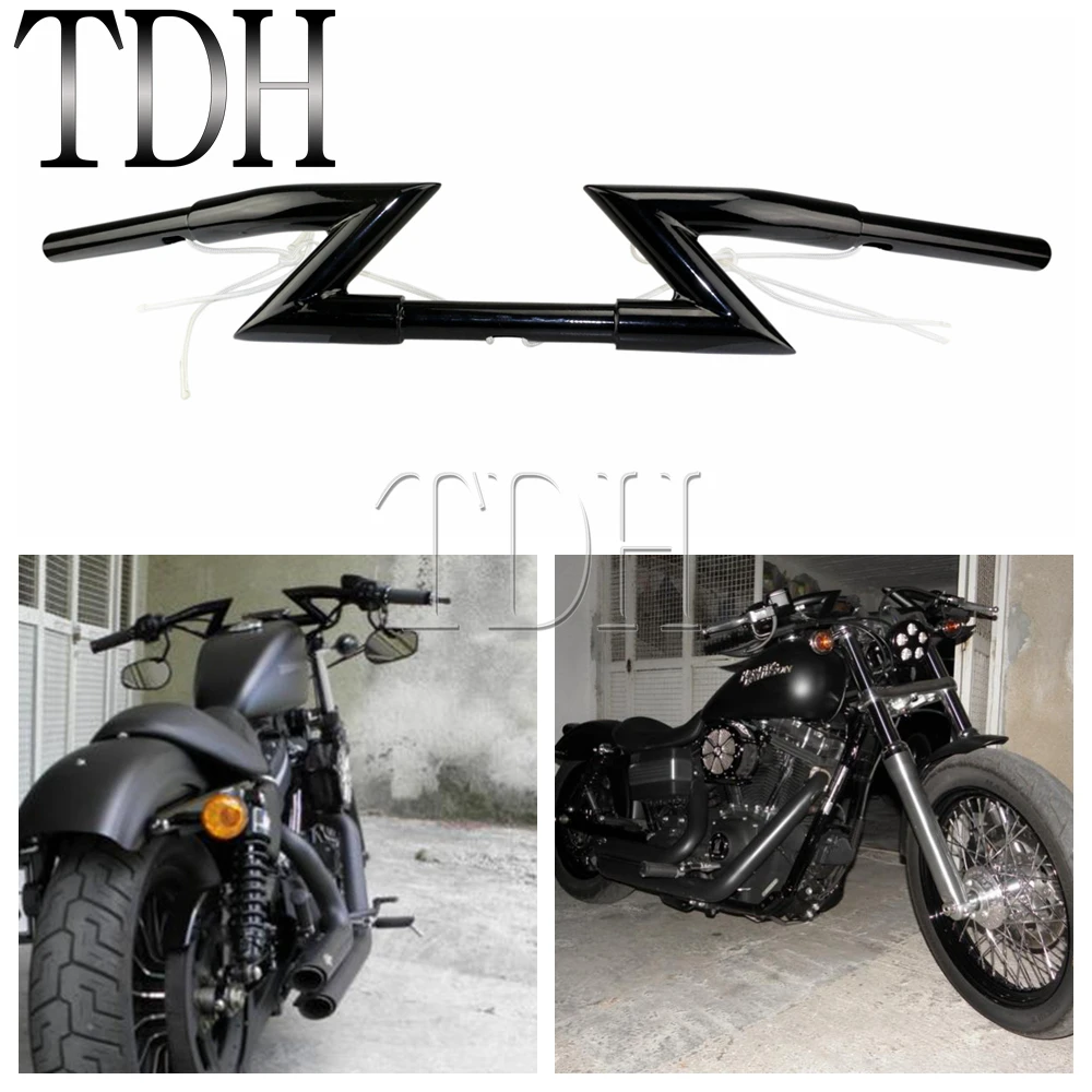 Стальная черная ручка для мотоцикла 1 дюйм руль Harley Custom Chopper Softail Dyna XL Sportster