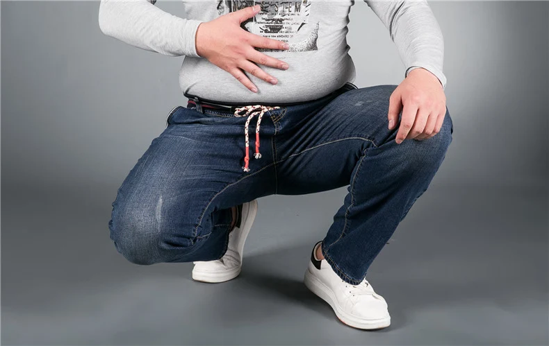 L-7XL размера плюс мешковатые джинсы для мужчин s Мода эластичная лента мужские джинсовые комбинезоны высокая стрейч хлопок весенние брендовые байкерские брюки джинсы для мужчин