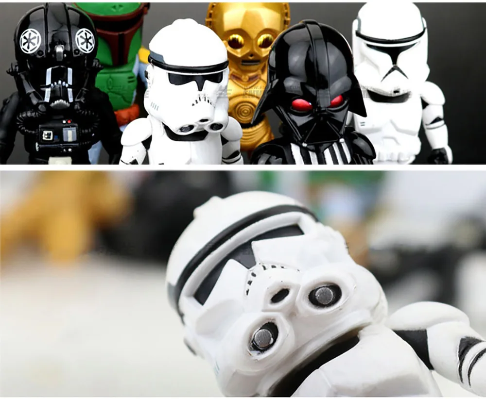 6 шт./компл. автомобиля украшения версии Star Wars Фигурки героев кукла Пробуждение силы Дарт Вейдер штурмовика ПВХ Модель интимные аксессуары