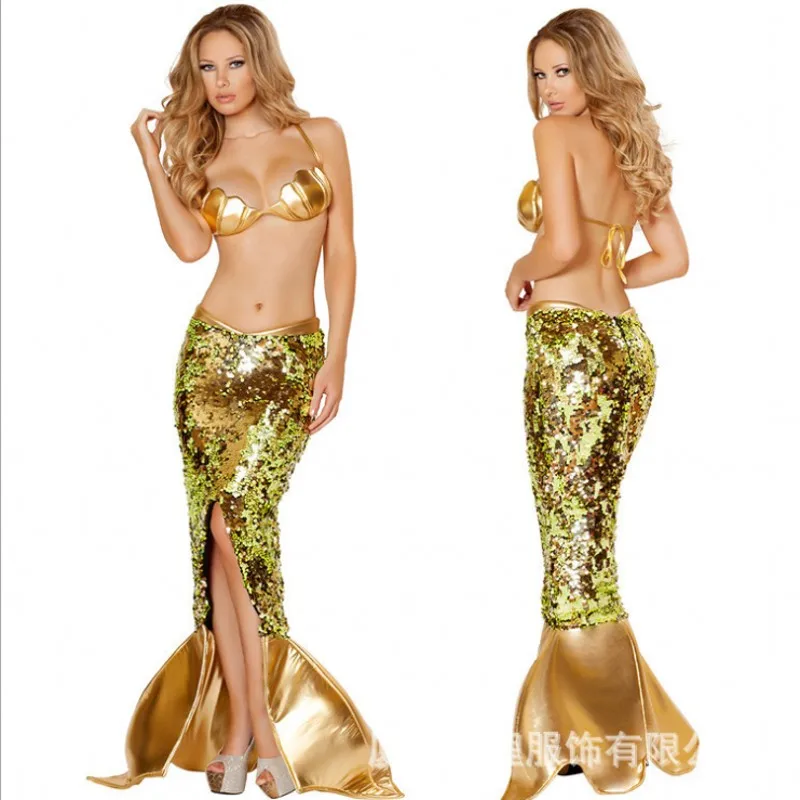 JESDEVICO 2019 новые блестки мигающие Сексуальные Русалка вечернее платье дамы из двух