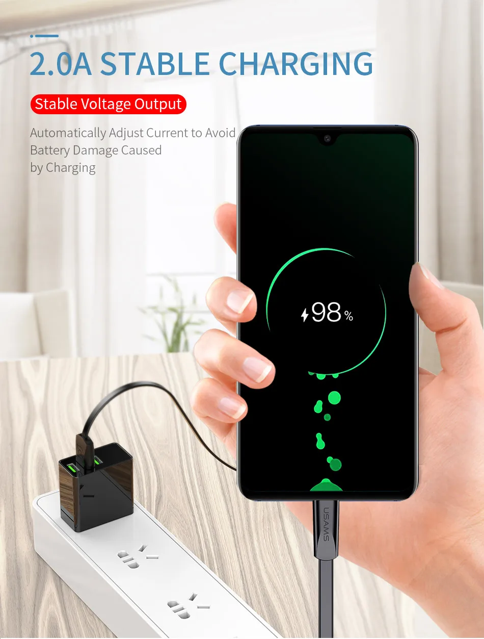 USAMS Тип C кабель для samsung Xiaomi huawei Oneplus, Тип-C USB кабели для передачи данных Шнур синхронизации 2A быстрой зарядки телефонный кабель Кабель с разъемом usb-c