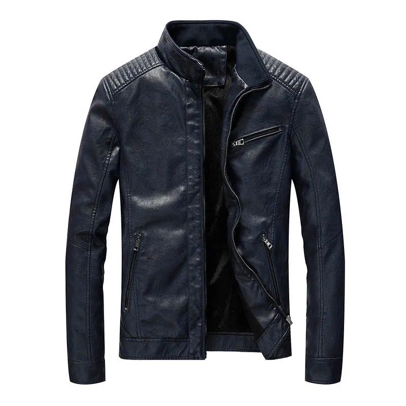 

Dream Vine Motorcycle Leather Jackets Men Solid Business Casual Coats Autumn Winter Leather Clothing Bomber Jacket for Male 3XL